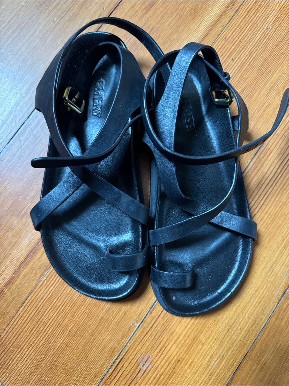 A. Emery Jalen Slim Black leather Sandals 38